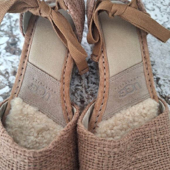Ugg ankle strap wedge espadrille wool sandals size 9 - Picture 7 of 11
